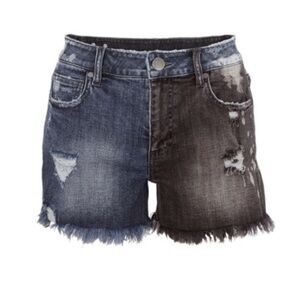 CAbi Two-Tone Jean Shorts - Blue and Black